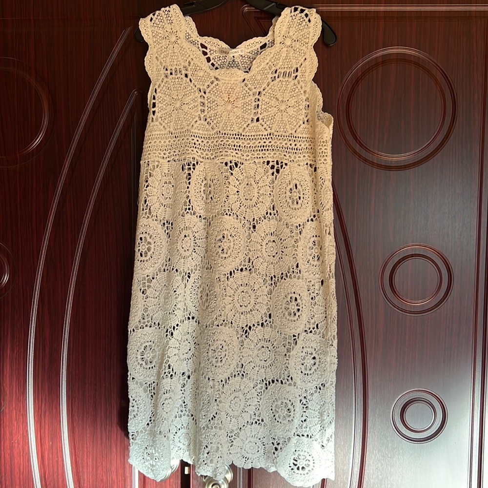 White crochet beach cover up